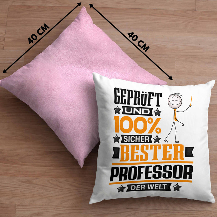 Professor Geschenk Lustiger Spruch für Professor Geschenkidee Bester Professor Der WeltKissen mit Füllung 40x40 (Grau) Rosa Trendation