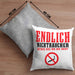 Endlich Nichttraucher Kissen mit Füllung 40x40 Geschenk Aufhören Zu Rauchen Befreie Dich Von Der Sucht (Grau) Grau Trendation