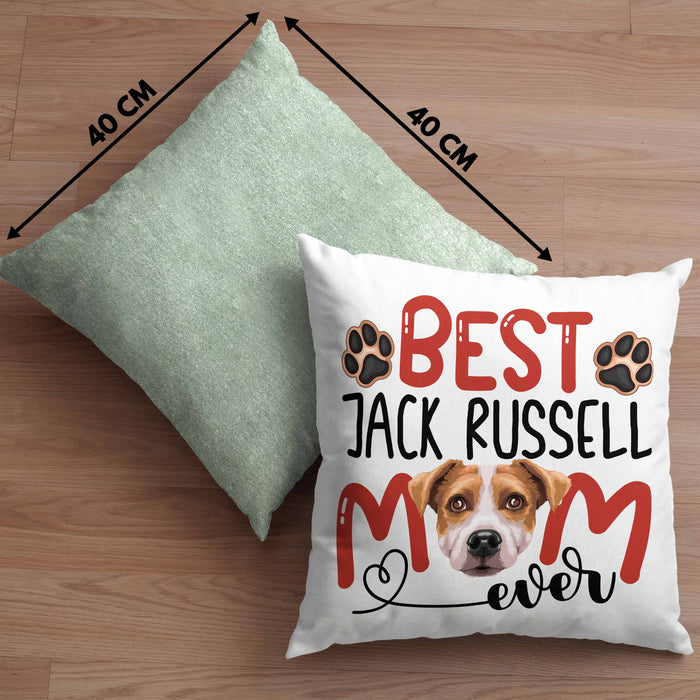 Jack Russell Mom Besitzerin Kissen mit Füllung 40x40 Geschenk Lustiger Spruch Geschenkidee Besitzerin Jack Russell Mama (Grau) Grün Trendation