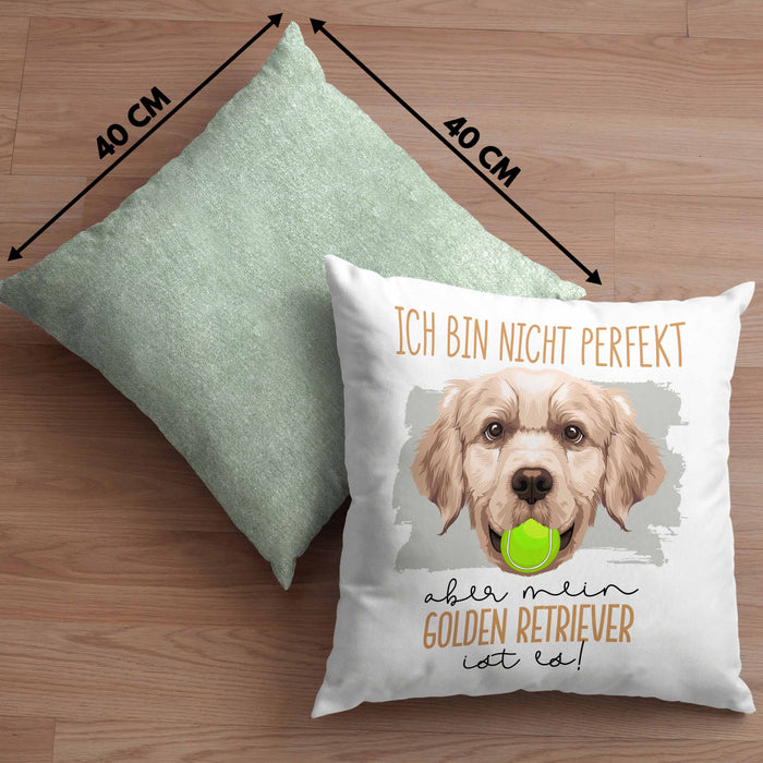 Golden Retriever Besitzer Kissen mit Füllung 40x40 Geschenk Lustiger Spruch Geschenkidee Besitzerin Ich Bin Nicht toll Aber Mein Golden Retriever Ist Es (Grau) Grün Trendation