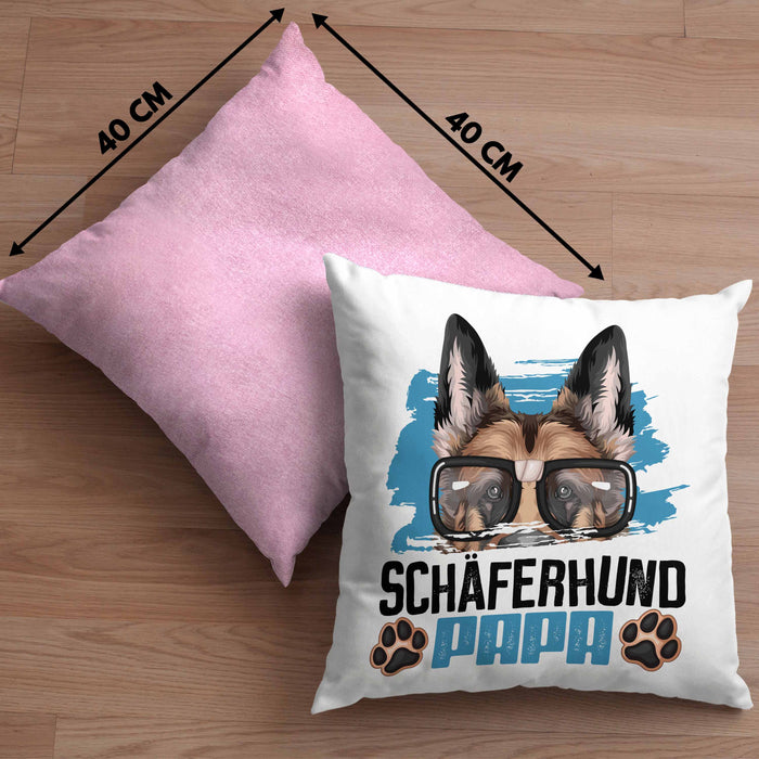 Schäferhund Papa Besitzer Kissen mit Füllung 40x40 Geschenk Lustiger Spruch Geschenkidee Schäferhund Liebhaber (Grau) Rosa Trendation