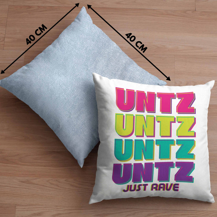 Untz Untz Untz Just Rave Kissen mit Füllung 40x40 Geschenk Techno Geschenkidee Raver Geburtstag (Grau) Blau Trendation