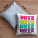 Untz Untz Untz Just Rave Kissen mit Füllung 40x40 Geschenk Techno Geschenkidee Raver Geburtstag (Grau) Blau Trendation