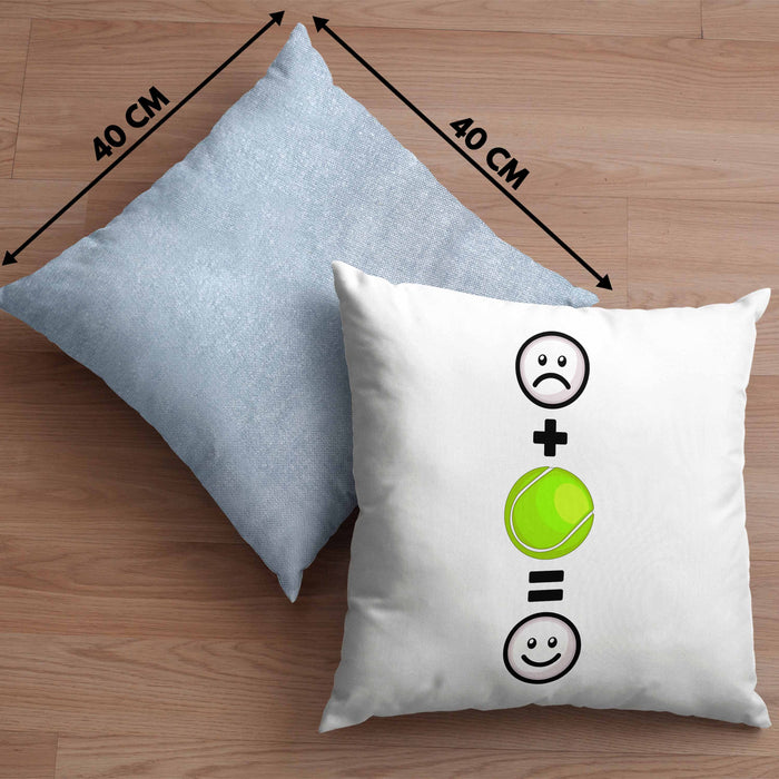 Tennis Kissen mit Füllung 40x40 Geschenk für Tennisspieler Männer Frauen Lustige Geschenkidee :( + Tennisball = :) Geburtstag (Grau) Blau Trendation