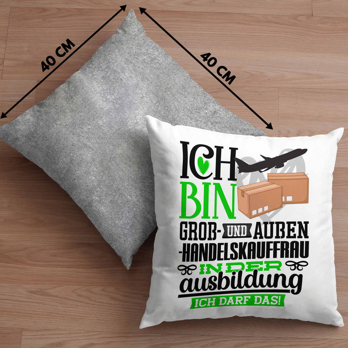 Groß- und Außenhandelskauffrau Ausbildung Start Geschenk Kissen mit Füllung 40x40 Ich Bin Groß- und Außenhandelskauffrau In Der Ausbildung Ich Darf Das Geschenkidee (Grau) Grau Trendation