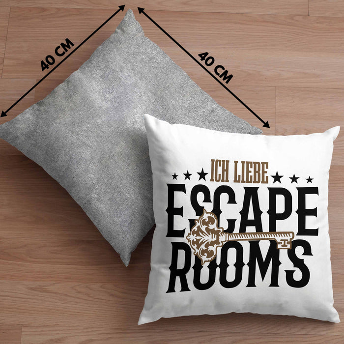 Escape Room Lustige Kissen mit Füllung 40x40 Escape Room Fans Geschenkidee (Grau) Grau Trendation