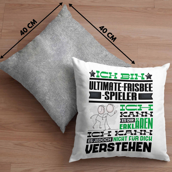 Ultimate-Frisbee-Spieler Geschenk Kaffee-Kissen mit Füllung 40x40 Geschenkidee für Ultimate-Frisbee-Spieler Ich Bin Ultimate-Frisbee-Spieler Ich Kann Es Dir Erklären Jedoch Nicht Für Dich Verstehen Spruch Lustig (Grau) Grau Trendation