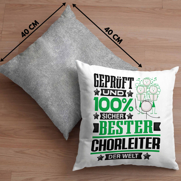 Chorleiter Geschenk Lustiger Spruch für Chorleiter Geschenkidee Bester Chorleiter Der WeltKissen mit Füllung 40x40 (Grau) Grau Trendation