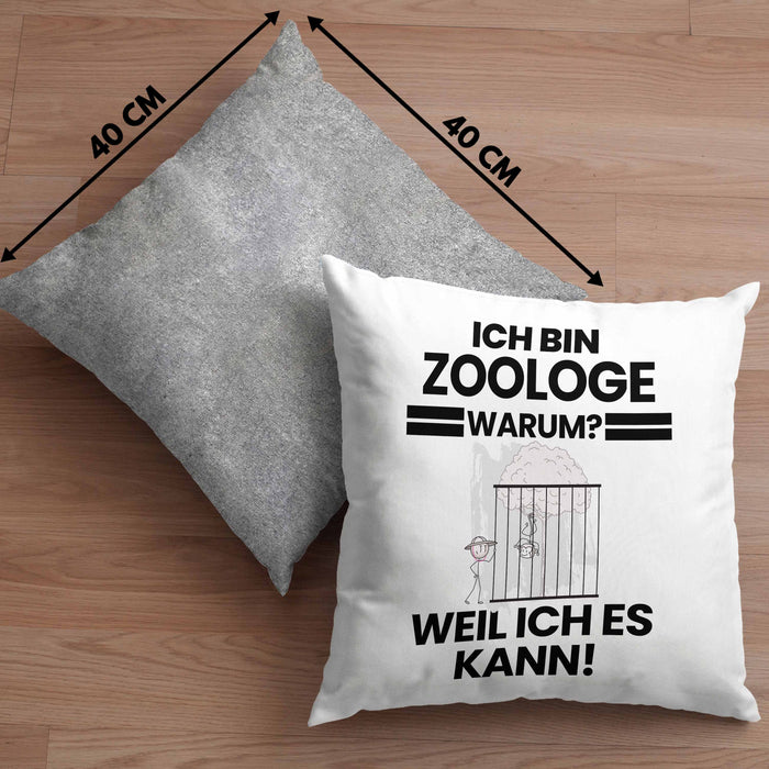 Zoologe Geschenk Kissen mit Füllung 40x40 Lustiger Spruch Ich Bin Zoologe Warum Weil Ich Es Kann Geschenkidee Bester Zoologe Geburtstag (Grau) Grau Trendation