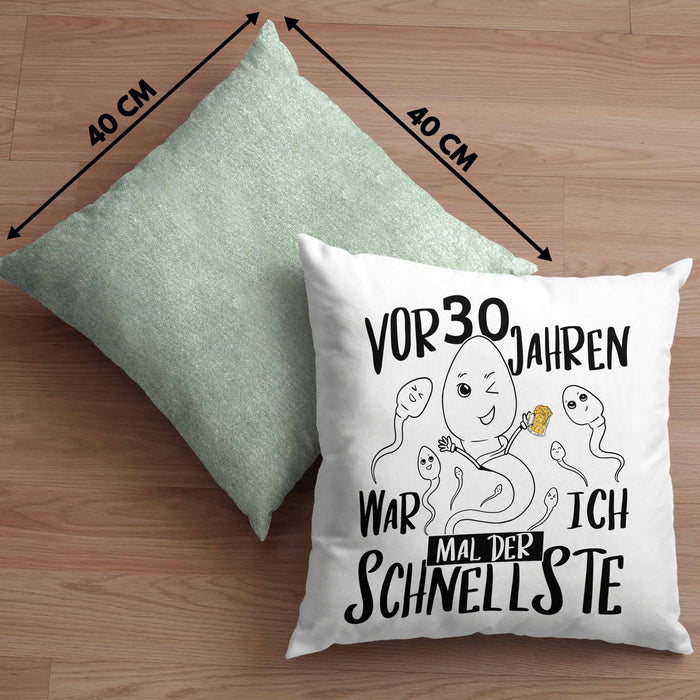 30er Geburtstag Kissen mit Füllung 40x40 Geschenk Mann Männer vor 30 Jahren War Ich Mal Der Schnellste (Grau) Grün Trendation