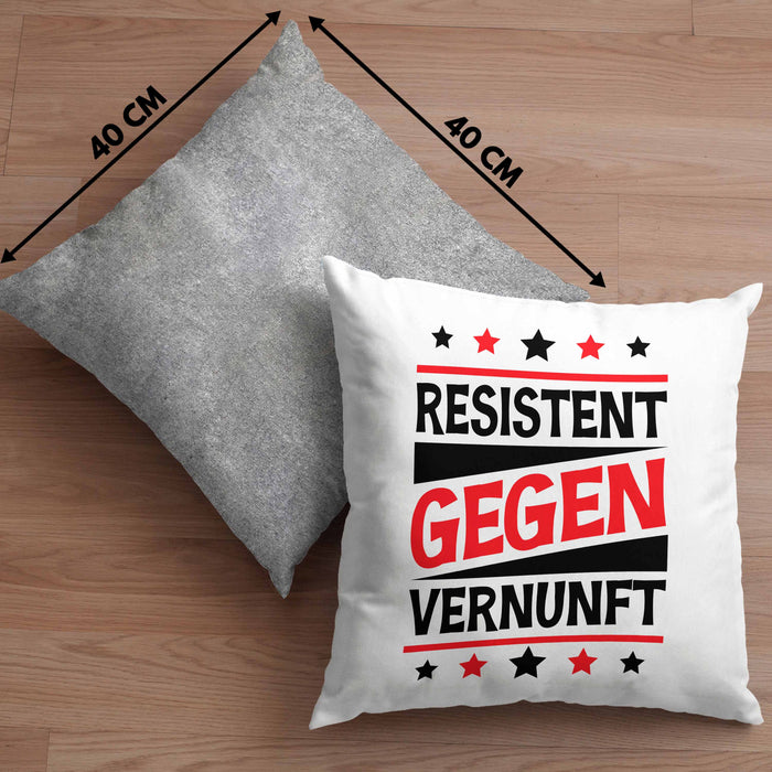 Resistent Gegen Vernunft Kissen mit Füllung 40x40 Geschenk Häferl (Grau) Grau Trendation