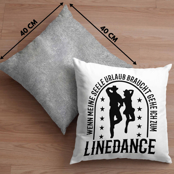 Lustige Kissen mit Füllung 40x40 für Line Dance Fans Spruch Line Dance Tänzerin (Grau) Grau Trendation