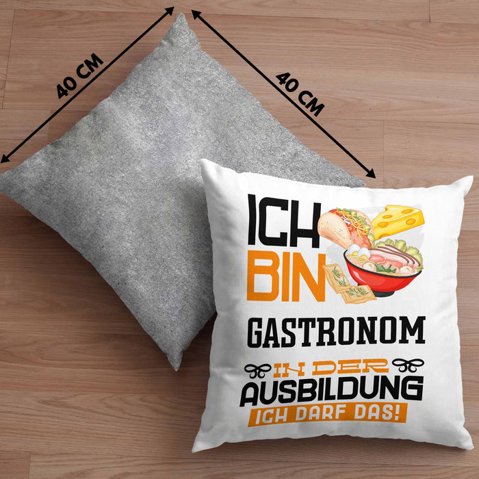 Gastronom Ausbildung Kissen mit Füllung 40x40 Geschenk Ich Bin Gastronom In Der Ausbildung Ich Darf Das Geschenkidee Spruch (Grau) Grau Trendation