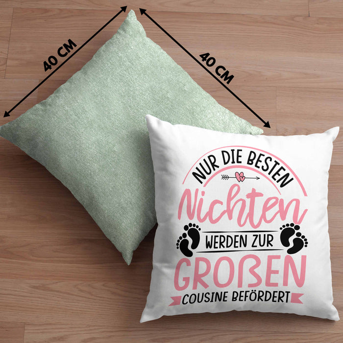 Du Wirst Große Cousine Kissen mit Füllung 40x40 Geschenk Nur Die Besten Nichten Werden Zur Großen Cousine Befördert (Grau) Grün Trendation