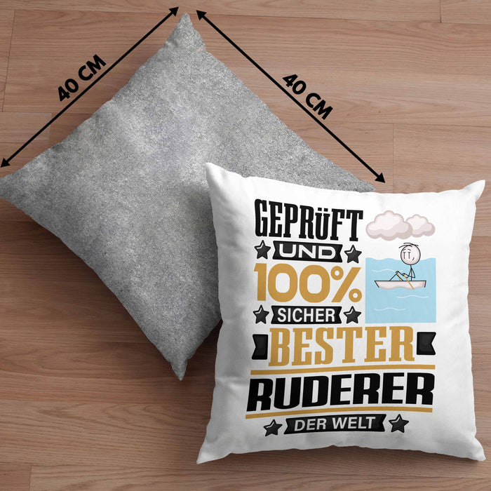 Ruderer Geschenk Lustiger Spruch für Ruderer Geschenkidee Bester Ruderer Der WeltKissen mit Füllung 40x40 (Grau) Grau Trendation
