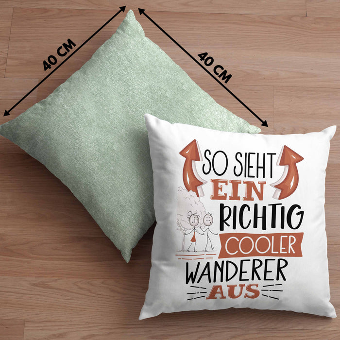 So Sieht Ein Richtig Cooler Wandern Aus Geschenk Kissen mit Füllung 40x40 Lustiger Spruch Geschenkidee (Grau) Grün Trendation