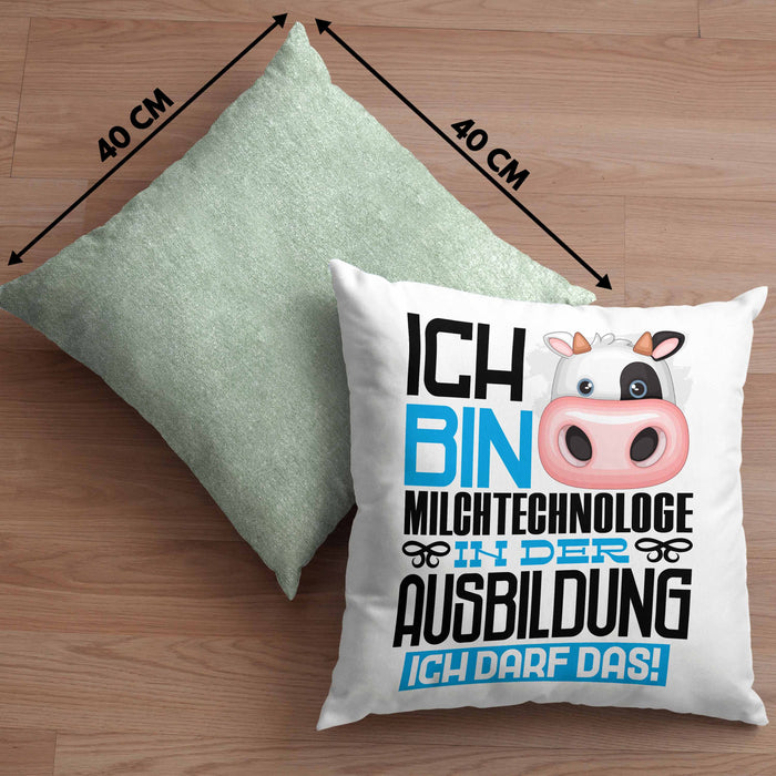 Milchtechnologe Ausbildung Kissen mit Füllung 40x40 Geschenk Ich Bin Milchtechnologe In Der Ausbildung Ich Darf Das Geschenkidee Spruch (Grau) Grün Trendation