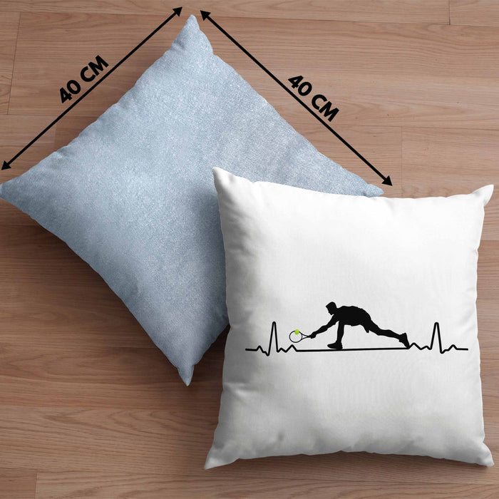 Tennis Herzschlag Geschenk Trainer Coach Tennisspieler Geschenkidee Kissen mit Füllung 40x40 (Grau) Blau Trendation