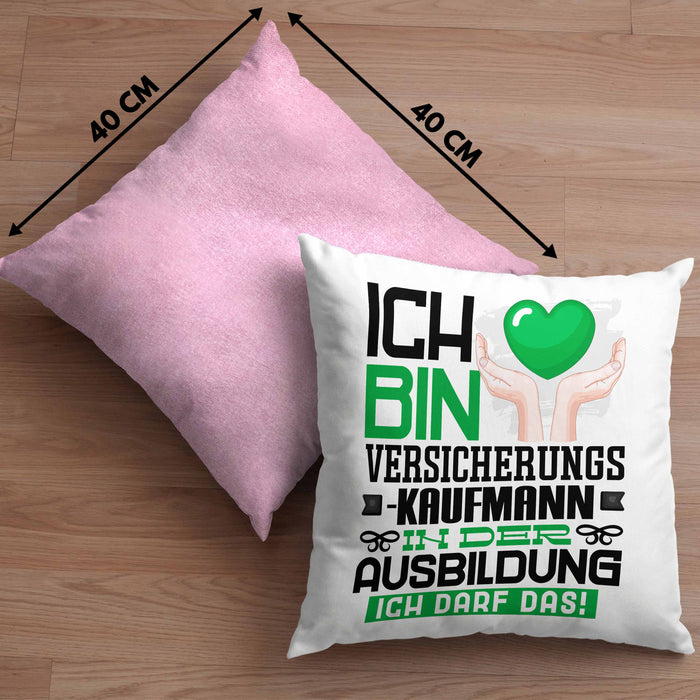 Versicherungskaufmann Ausbildung Kissen mit Füllung 40x40 Geschenk Ich Bin Versicherungskaufmann In Der Ausbildung Ich Darf Das Geschenkidee Spruch (Grau) Rosa Trendation