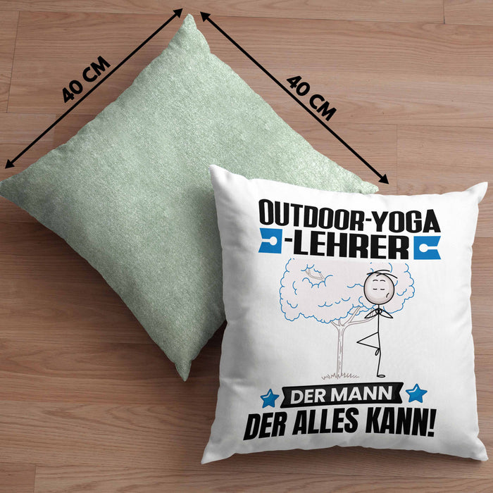 Outdoor-Yoga-Lehrer Kissen mit Füllung 40x40 Geschenk für Outdoor-Yoga-Lehrer Der Mann Der Alles Kann Geschenkidee zum Geburtstag (Grau) Grün Trendation