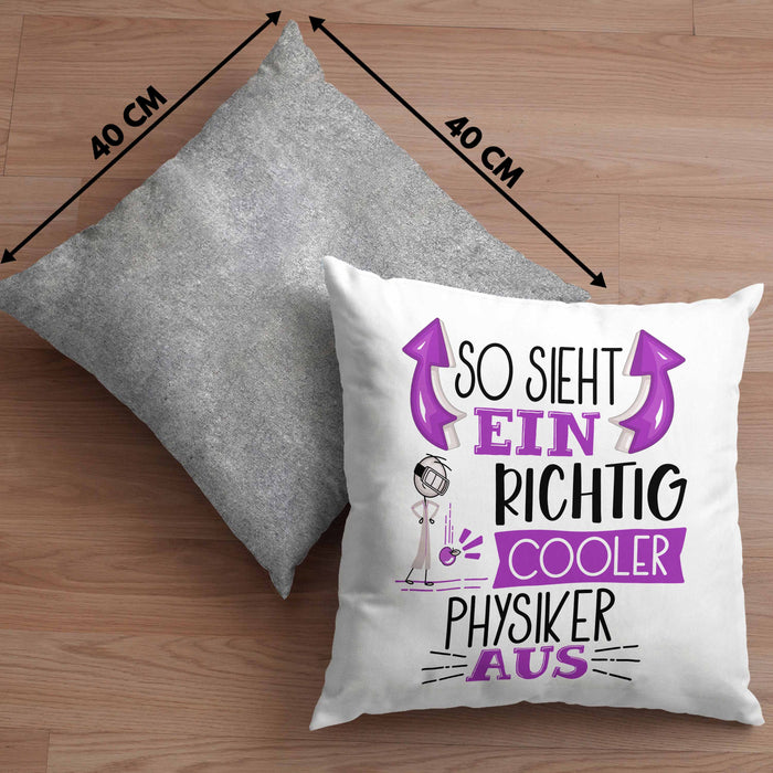 Physiker Kissen mit Füllung 40x40 Geschenk So Sieht Ein RIchtig Cooler Physiker Aus Geschenkidee Lustiger Spruch Geburtstag Physiklehrer Student (Grau) Grau Trendation