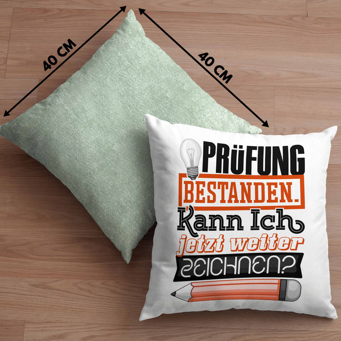 Bachelor Master Prüfung Bestanden Geschenk Kissen mit Füllung 40x40 Studium Prüfung Bestanden Kann Ich Jetzt Weiter Zeichnen Künstlerin (Grau) Grün Trendation