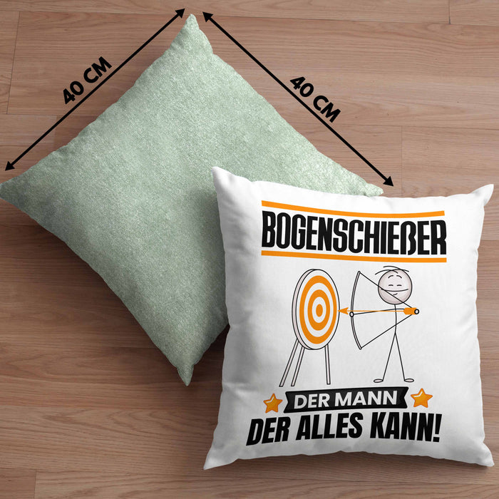 Bogenschießer Kissen mit Füllung 40x40 Geschenk für Bogenschießer Der Mann Der Alles Kann Geschenkidee zum Geburtstag (Grau) Grün Trendation