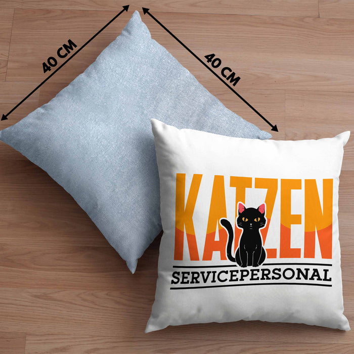 Katzen Servicepersonal Kissen mit Füllung 40x40 Geschenkidee Lustig Spruch Katzenbesitzer KatzenMama (Grau) Blau Trendation