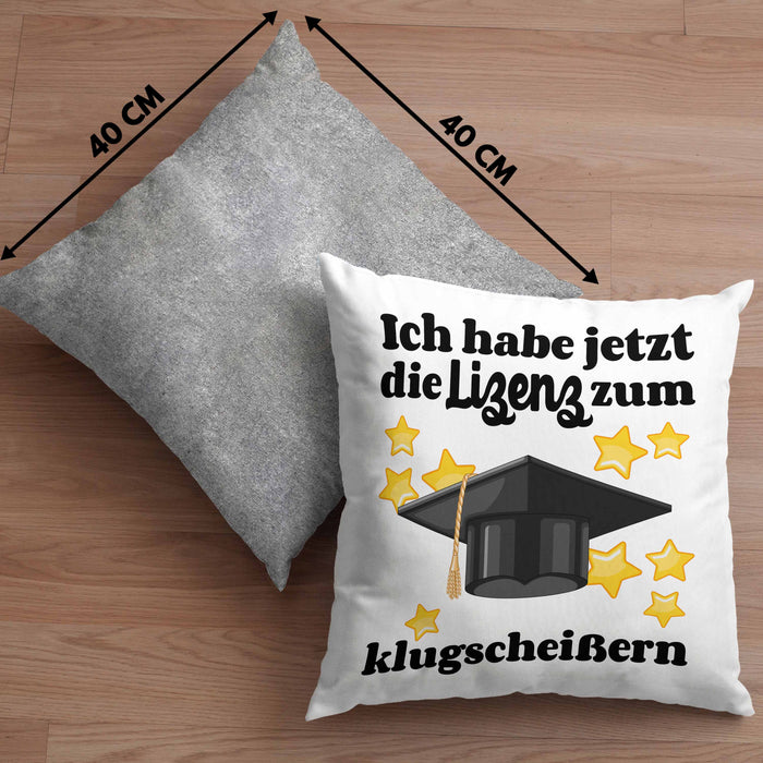 Bachelor Geschenk Abschluss Kissen mit Füllung 40x40 Spruch Master Abitur Abi Graduation Bestanden Prüfung (Grau) Grau Trendation