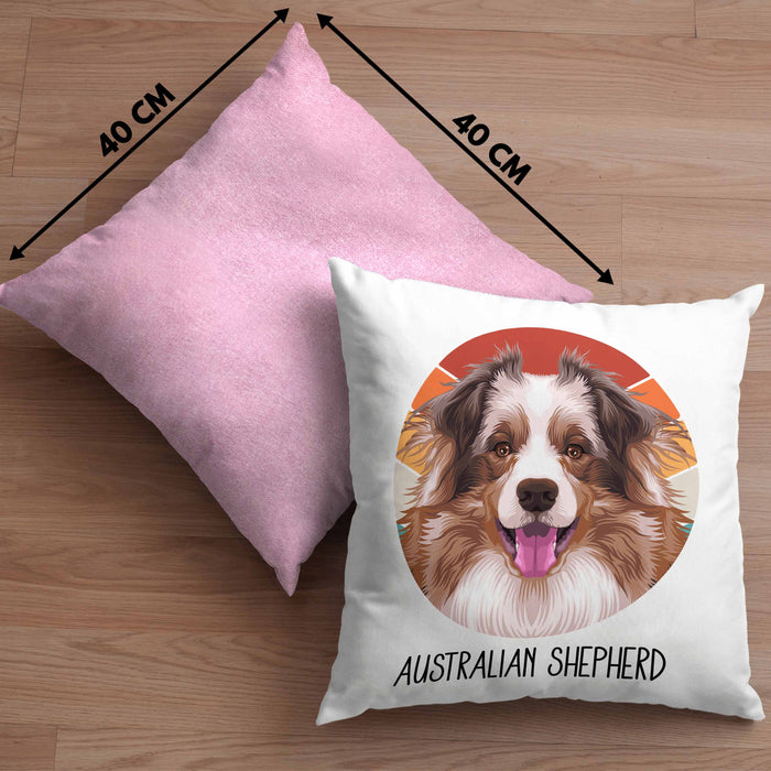 Australian Shepherd Besitzer Kissen mit Füllung 40x40 Geschenk Lustiger Spruch Geschenkidee Australian Shepherd Mama Papa (Grau) Rosa Trendation