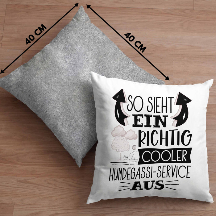 Hundegassi-Service Kissen mit Füllung 40x40 So Sieht Ein Richtig Cooler Hundegassi-Service Aus Geschenk Lustiger Spruch Geschenkidee (Grau) Grau Trendation