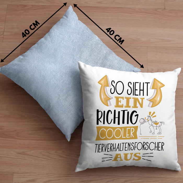 Tierverhaltensforscher Kissen mit Füllung 40x40 So Sieht Ein Richtig Cooler Tierverhaltensforscher Aus Geschenk Lustiger Spruch Geschenkidee (Grau) Blau Trendation