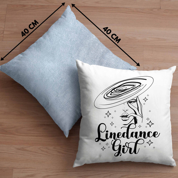 Linedance Geschenke Girl Kissen mit Füllung 40x40 Geschenkidee Spruch Line Dance Frauen Sprüche (Grau) Blau Trendation