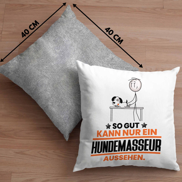 Hundemasseur Geschenk Kissen mit Füllung 40x40 So Gut Kann Nur Ein Hundemasseur Aussehen Geschenkidee (Grau) Grau Trendation