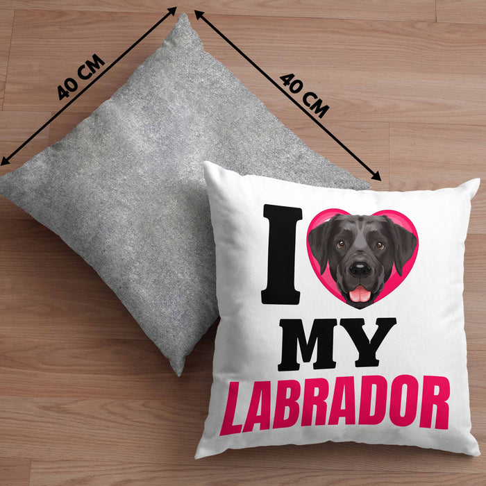 Labrador Besitzerin Kissen mit Füllung 40x40 Geschenk Lustiger Spruch Geschenkidee I Love My Labrador (Grau) Grau Trendation