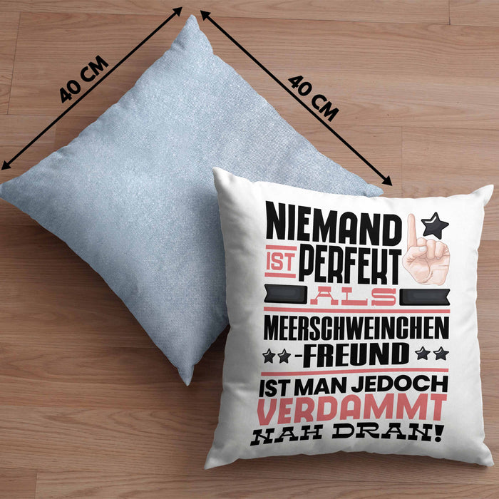 Meerschweinchenfreund Geschenk Kissen mit Füllung 40x40 Lustige Geschenkidee für Meerschweinchenfreund Geburtstag Niemand Ist Perfekt Aber Als Meerschweinchenfreund Ist Man Nah Dran (Grau) Blau Trendation