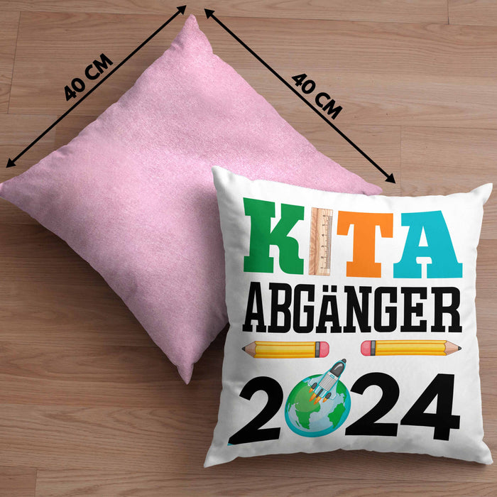 Einschulung Junge Mädchen Geschenk Schultüte Füllung Kissen mit Füllung 40x40 Schulstart 1. Schultag Schuleinführung Schulanfang Geschenkidee 2024 Schulkind (Grau) Rosa Trendation