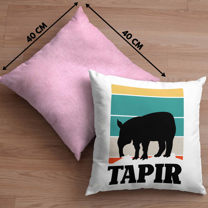 Lustige Tapir Kissen mit Füllung 40x40 Geschenk Tapir Liebhaber Grafik Retro (Grau) Rosa Trendation