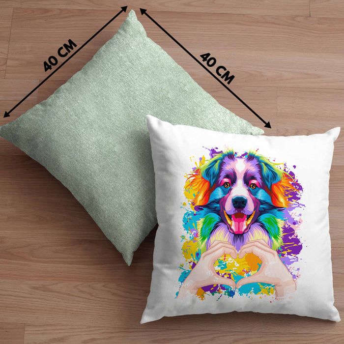 Border Collies Besitzer Farbe Love Kissen mit Füllung 40x40 Geschenk Lustiger Spruch Geschenkidee Border Collies Besitzerin (Grau) Grün Trendation