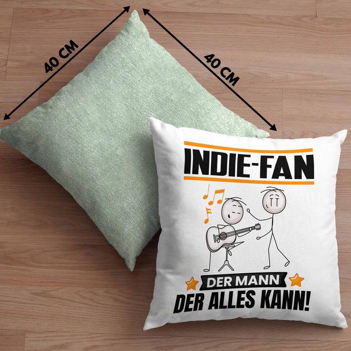 Indie-Fan Kissen mit Füllung 40x40 Geschenk für Indie-Fan Der Mann Der Alles Kann Geschenkidee zum Geburtstag (Grau) Grün Trendation