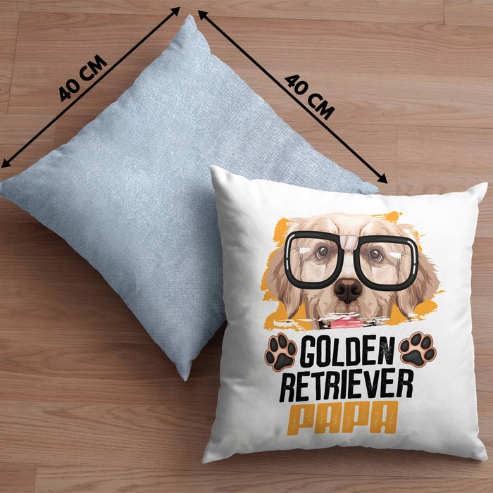 Golden Retriever Papa Besitzer Kissen mit Füllung 40x40 Geschenk Lustiger Spruch Geschenkidee Golden Retriever Liebhaber (Grau) Blau Trendation