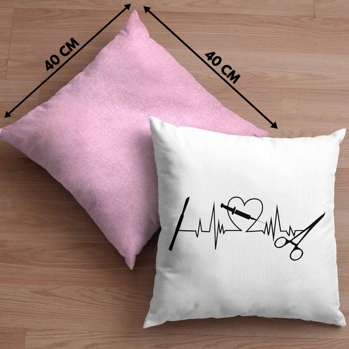 Lustige Chirurg-Kissen mit Füllung 40x40 Geschenk für Chirurgen Herzschlag (Grau) Rosa Trendation