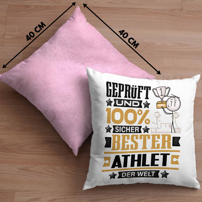 Athlet Geschenk Lustiger Spruch für Athlet Geschenkidee Bester Athlet Der WeltKissen mit Füllung 40x40 (Grau) Rosa Trendation