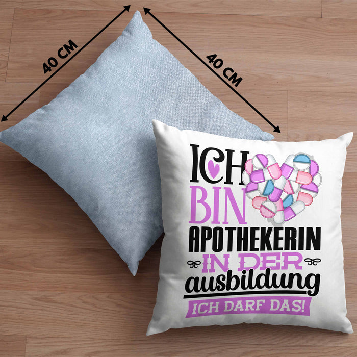 Apothekerin Ausbildung Start Geschenk Kissen mit Füllung 40x40 Ich Bin Apothekerin In Der Ausbildung Ich Darf Das Geschenkidee (Grau) Blau Trendation
