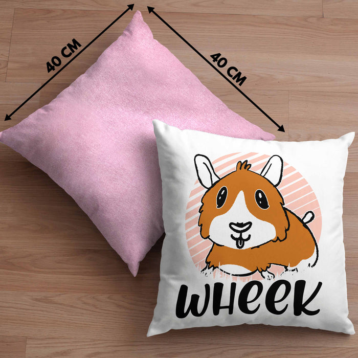 Meerschweinchen Geschenk Kissen mit Füllung 40x40 Spruch Meerschweinchen-Besitzerin Geschenkidee Wheek (Grau) Rosa Trendation