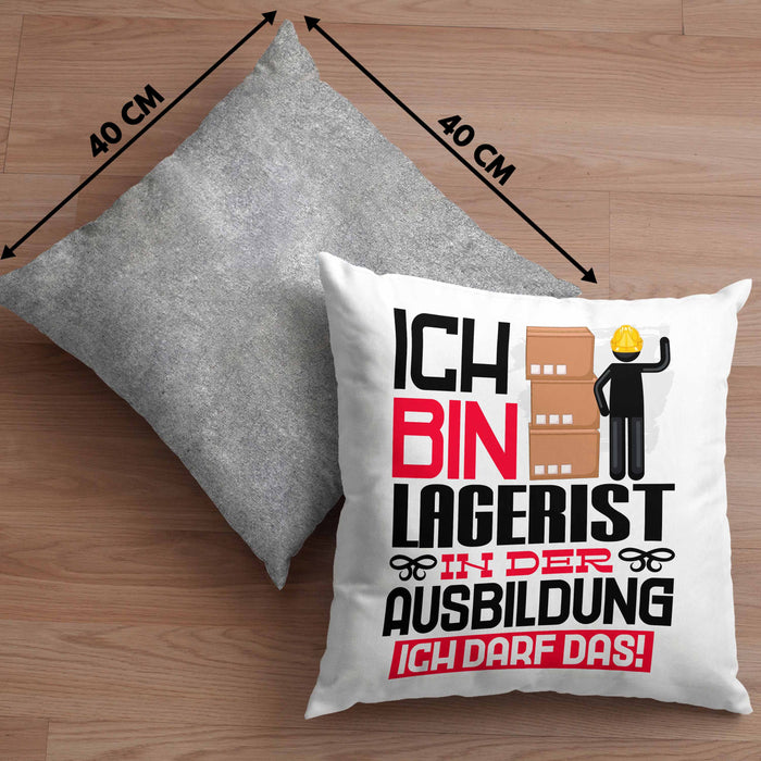 Lagerist Ausbildung Kissen mit Füllung 40x40 Geschenk Ich Bin Lagerist In Der Ausbildung Ich Darf Das Geschenkidee Spruch (Grau) Grau Trendation