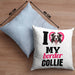 Border Collies Besitzerin Kissen mit Füllung 40x40 Geschenk Lustiger Spruch Geschenkidee I Love My Border Collies (Grau) Blau Trendation