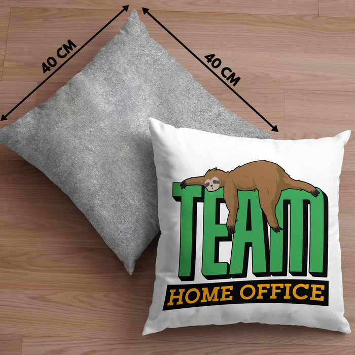 Arbeit Kissen mit Füllung 40x40 "Team Homeoffice" - Geschenkidee für Faultier-Fans (Grau) Grau Trendation