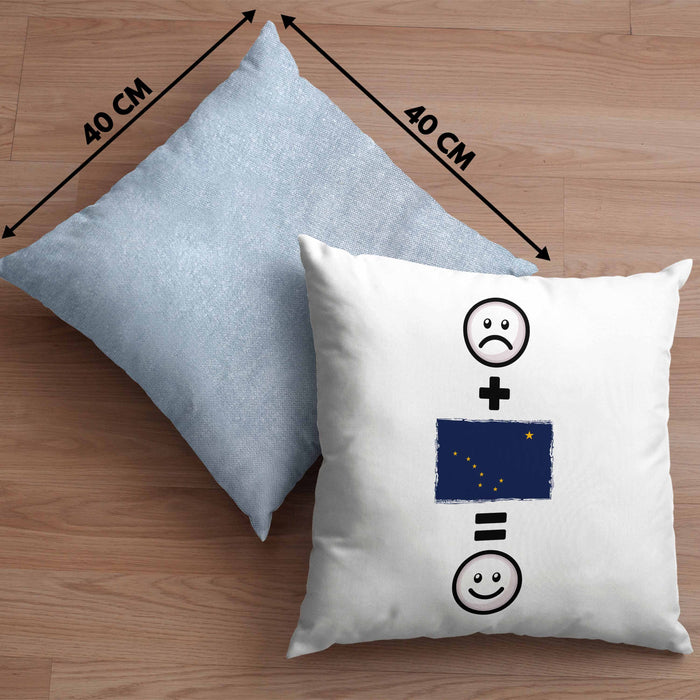 Alaska Kissen mit Füllung 40x40 Geschenk für Alaska-Liebhaber Urlaub Lustige Geschenkidee :( + Alaska Flagge = :) Geburtstag (Grau) Blau Trendation