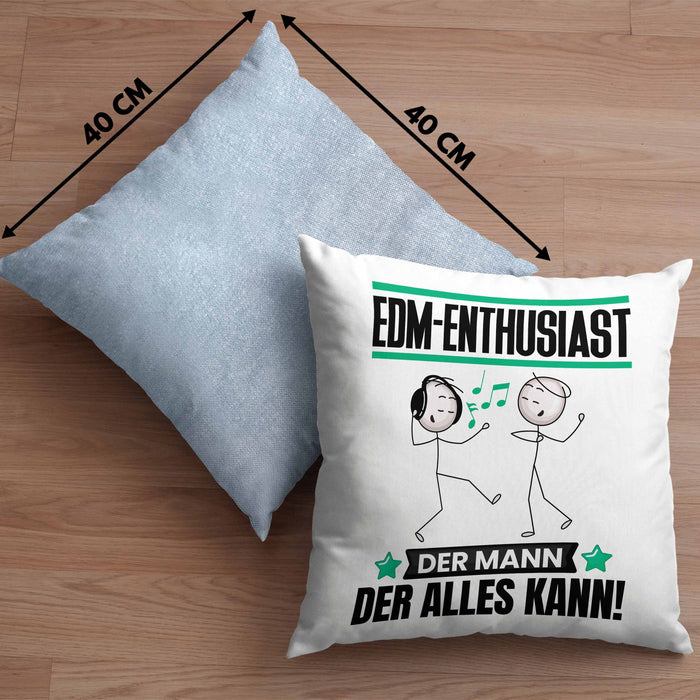 EDM-Enthusiast Kissen mit Füllung 40x40 Geschenk für EDM-Enthusiast Der Mann Der Alles Kann Geschenkidee zum Geburtstag (Grau) Blau Trendation